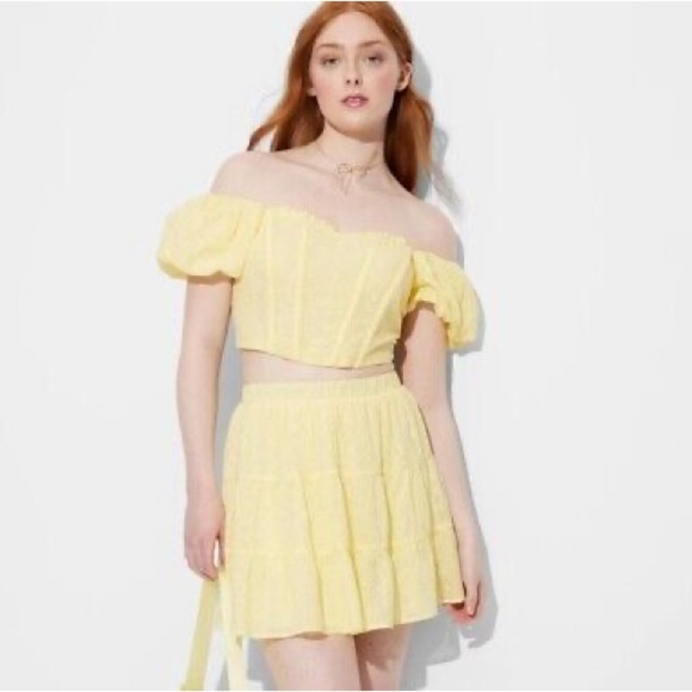Wild Fable butter yellow top & skirt set M